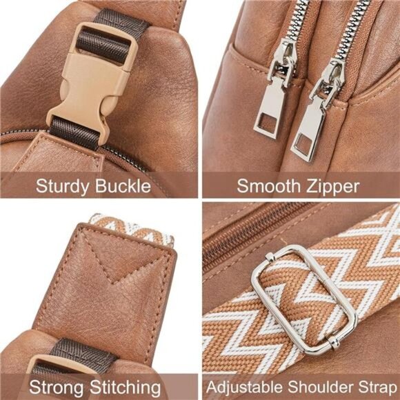 Crossbody Bags Vegan Leather Brown - Picture 4 of 6